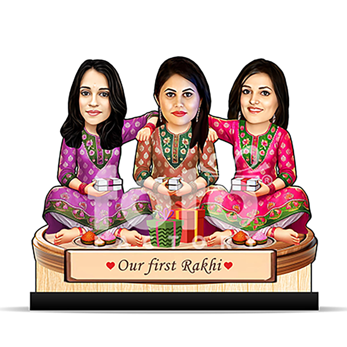 3 Sisters Raksha Bandhan Caricature