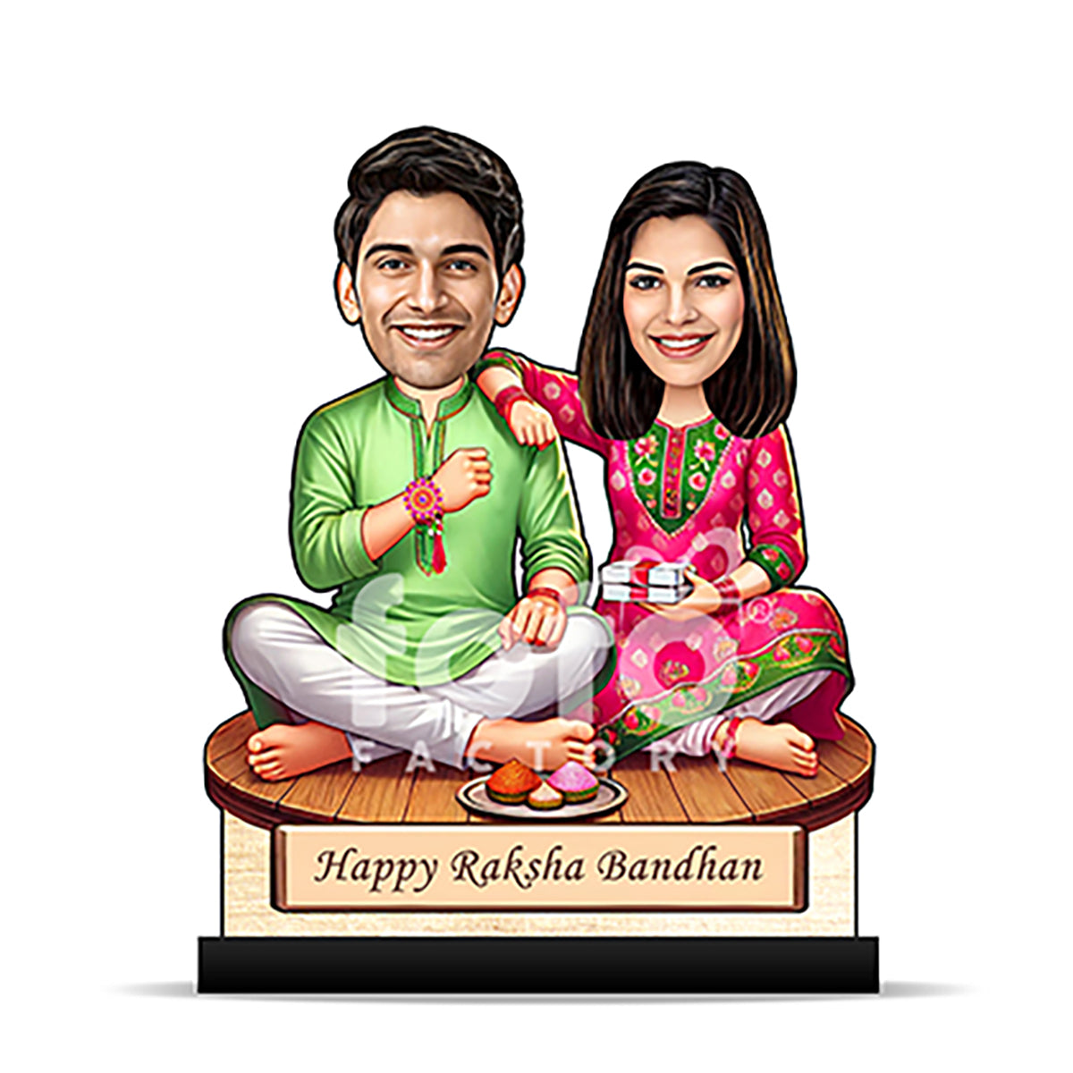 Brother Sister Raksha Bandhan Caricature