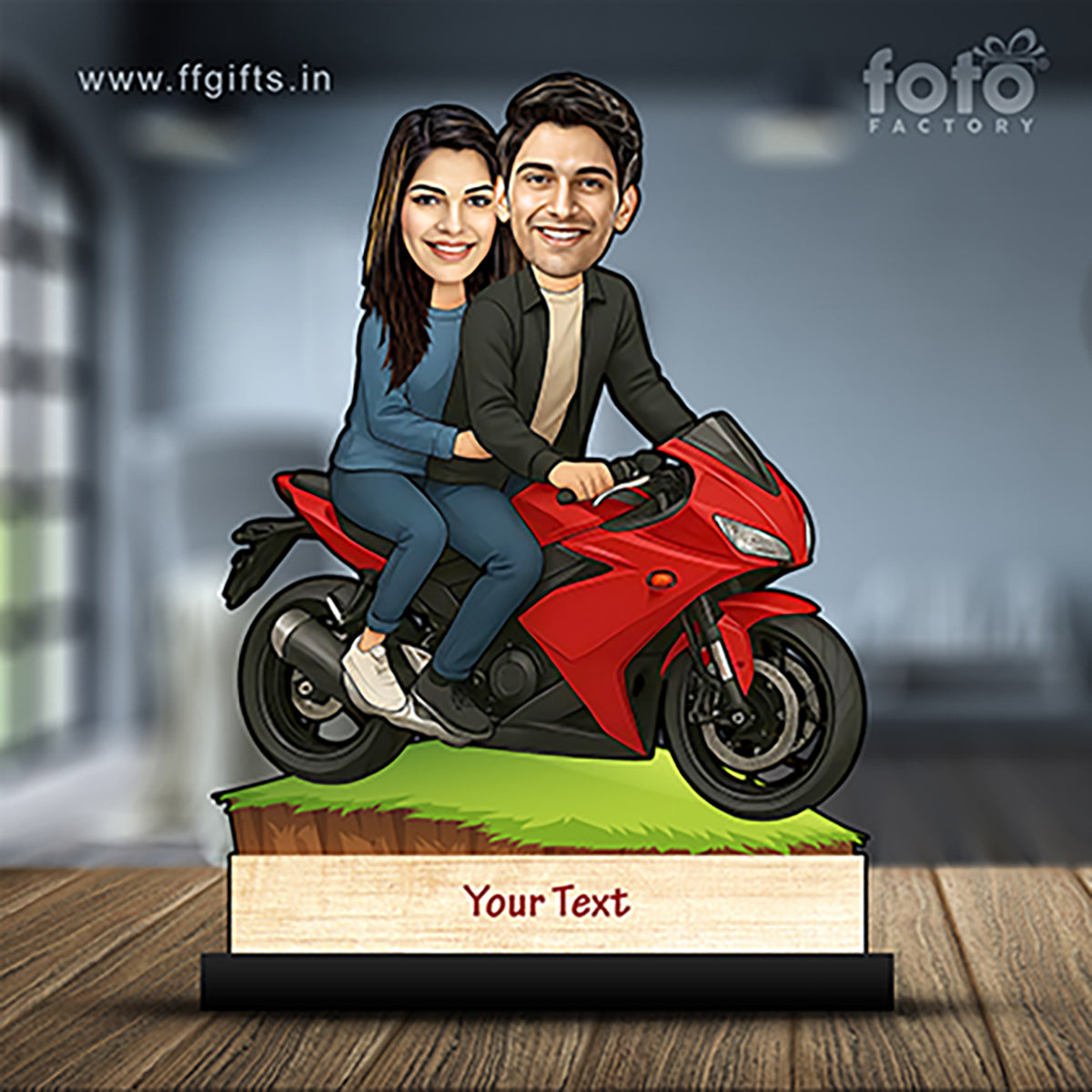Couple on Super Bike Caricature C378
