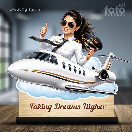 Personalized Air India Pilot Female Caricature C1151