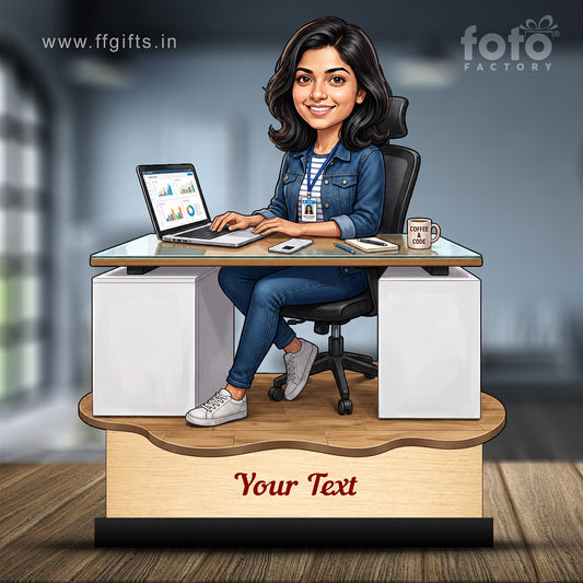 Personalized Corporate Office Female Employee Caricature C872