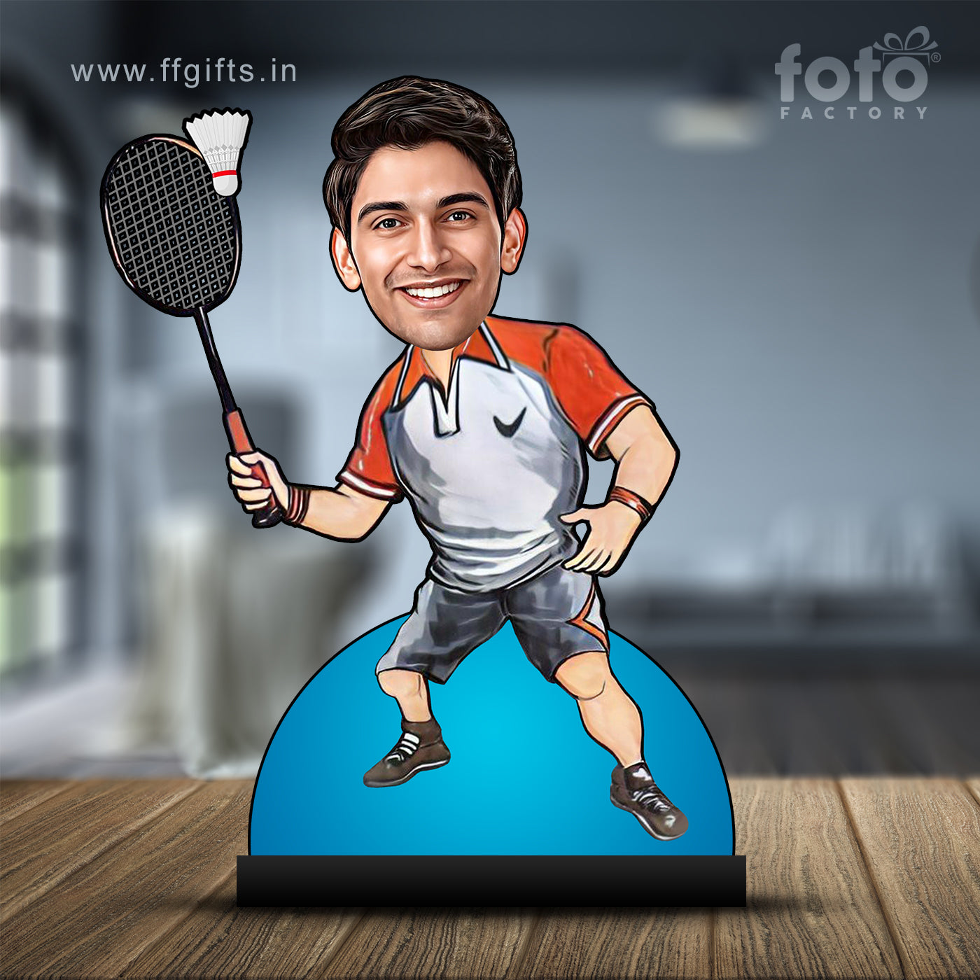 Badminton Player Male Caricature C395