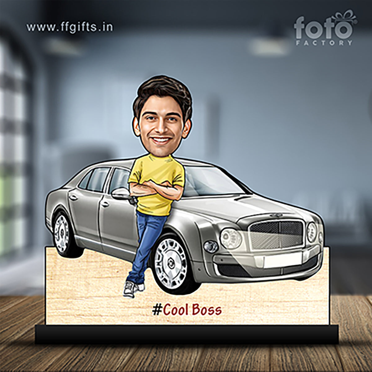 Cool Boss with car Caricature