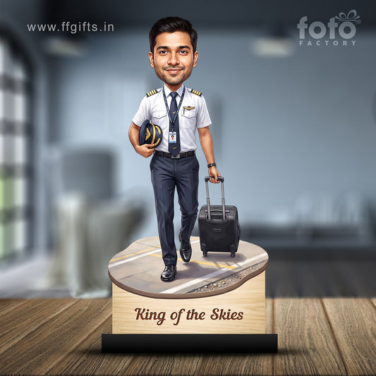 Personalized Air India Pilot Male Caricature C1152
