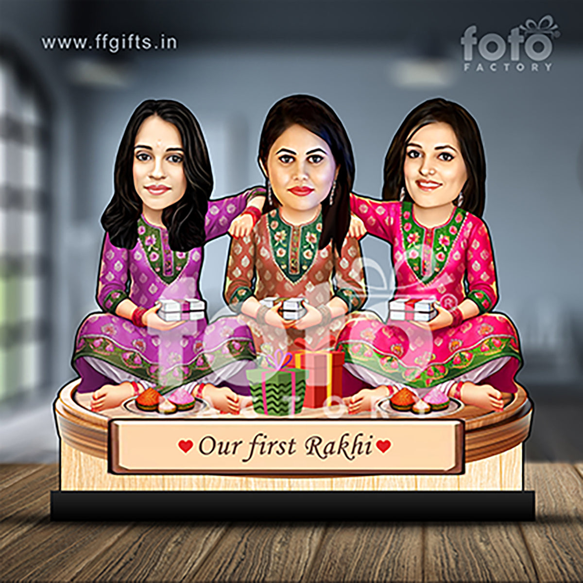 3 Sisters Raksha Bandhan Caricature