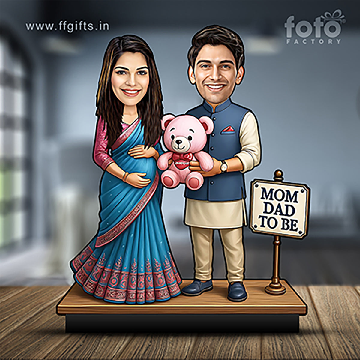 Mom Dad To Be Pregnancy Couple Caricature C386