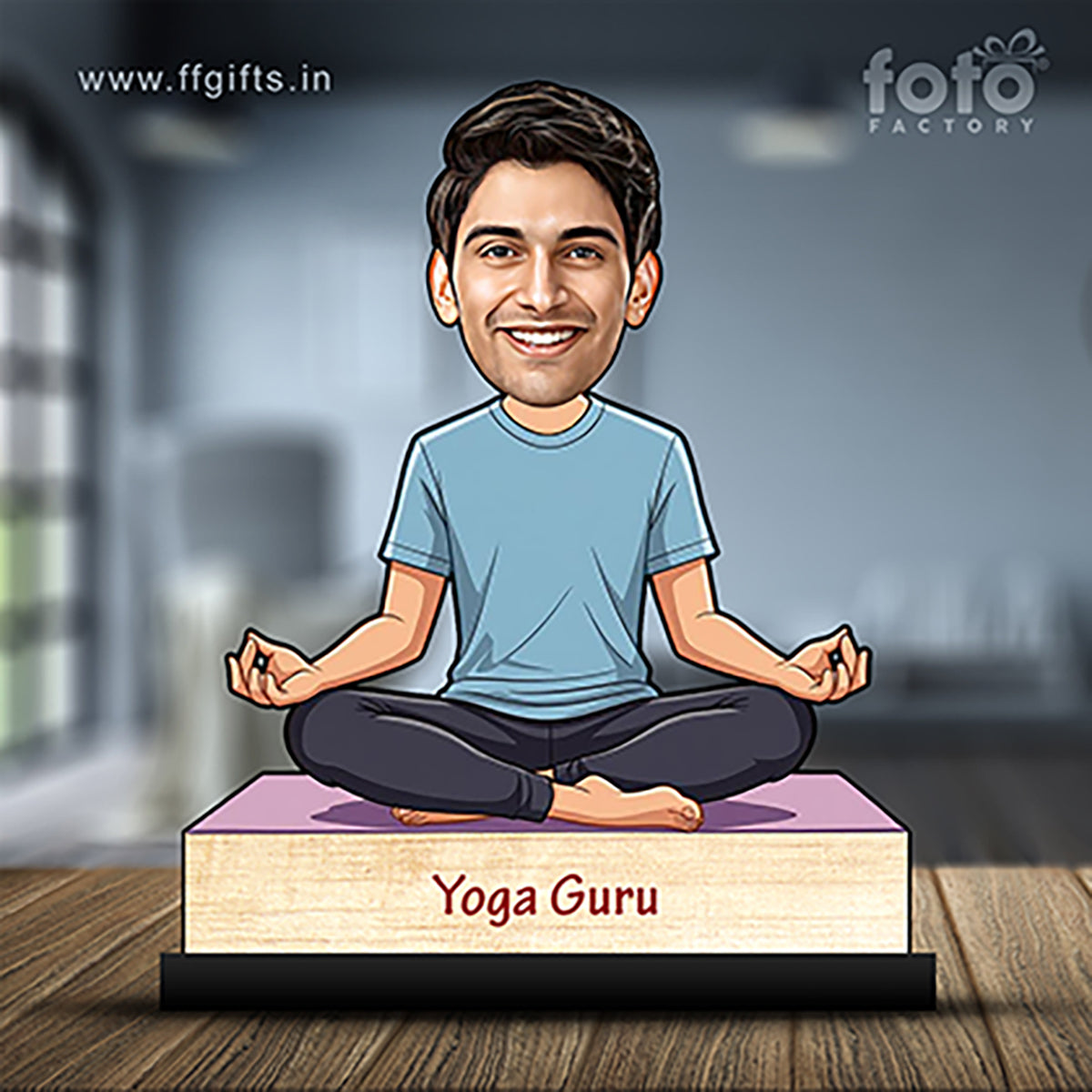 Yoga Meditation male Caricature C411