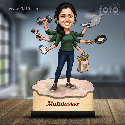 Personalized Multitasker Female Caricature C977