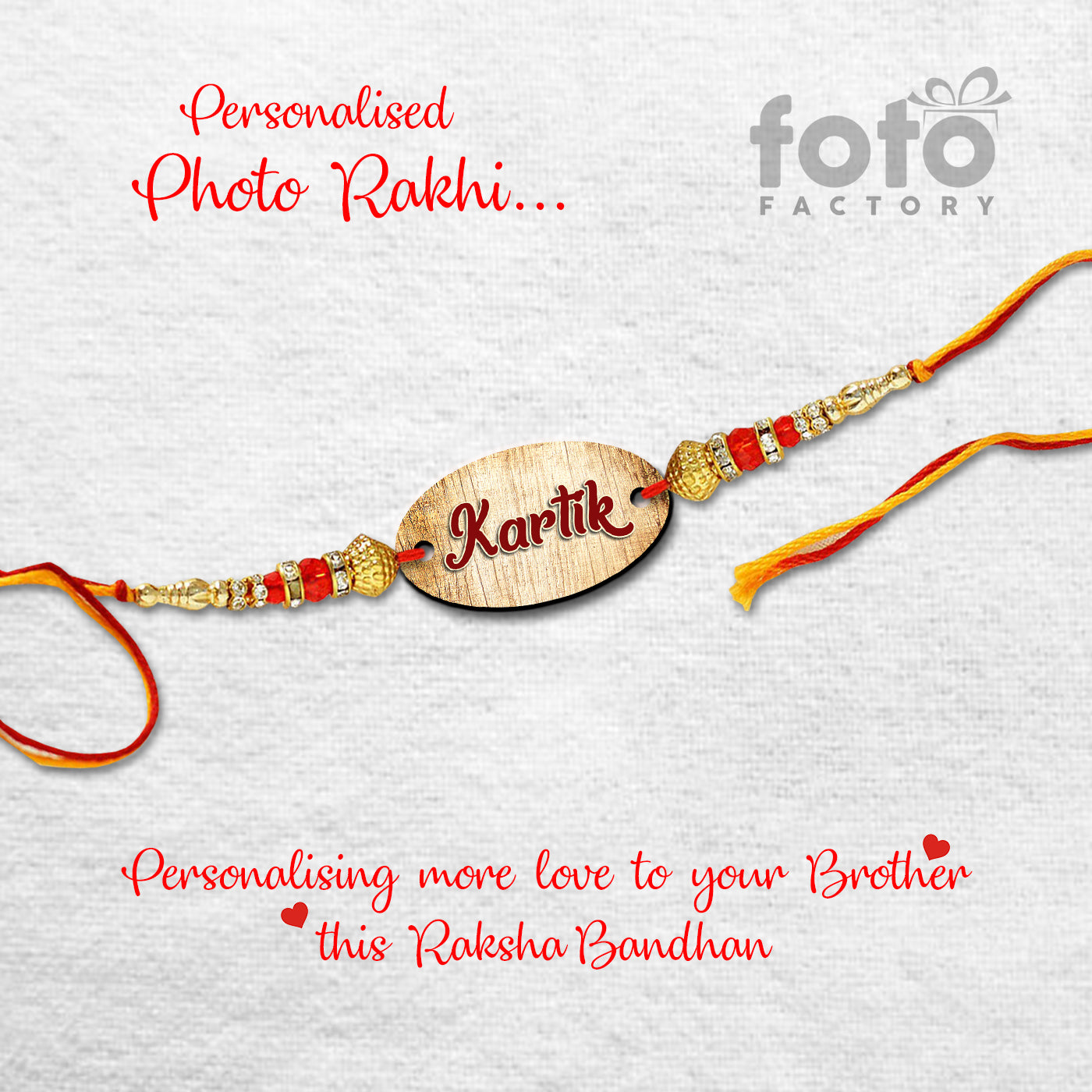 Oval Shape Photo Rakhi with Name R022