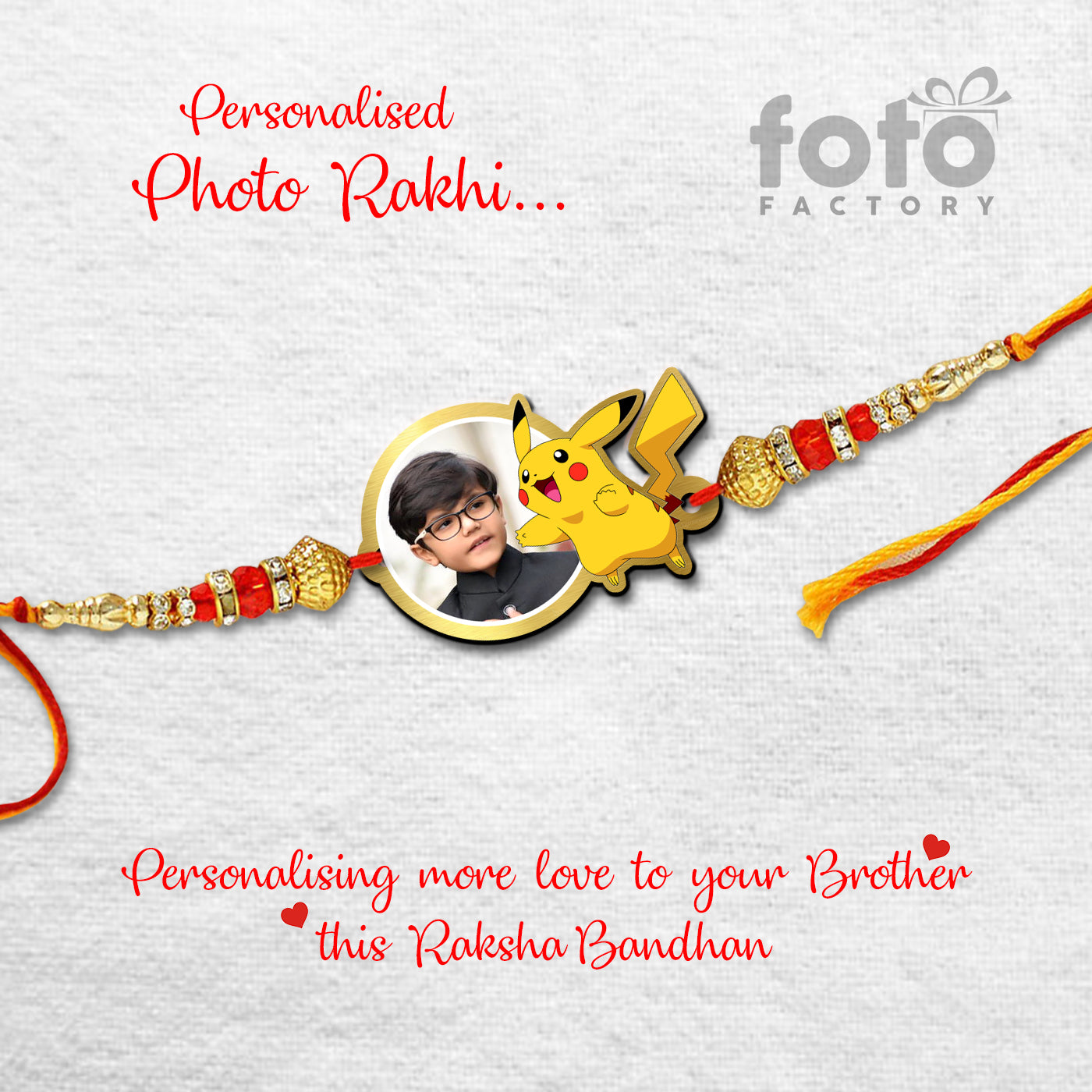 Pikachu Kids Photo Rakhi R014