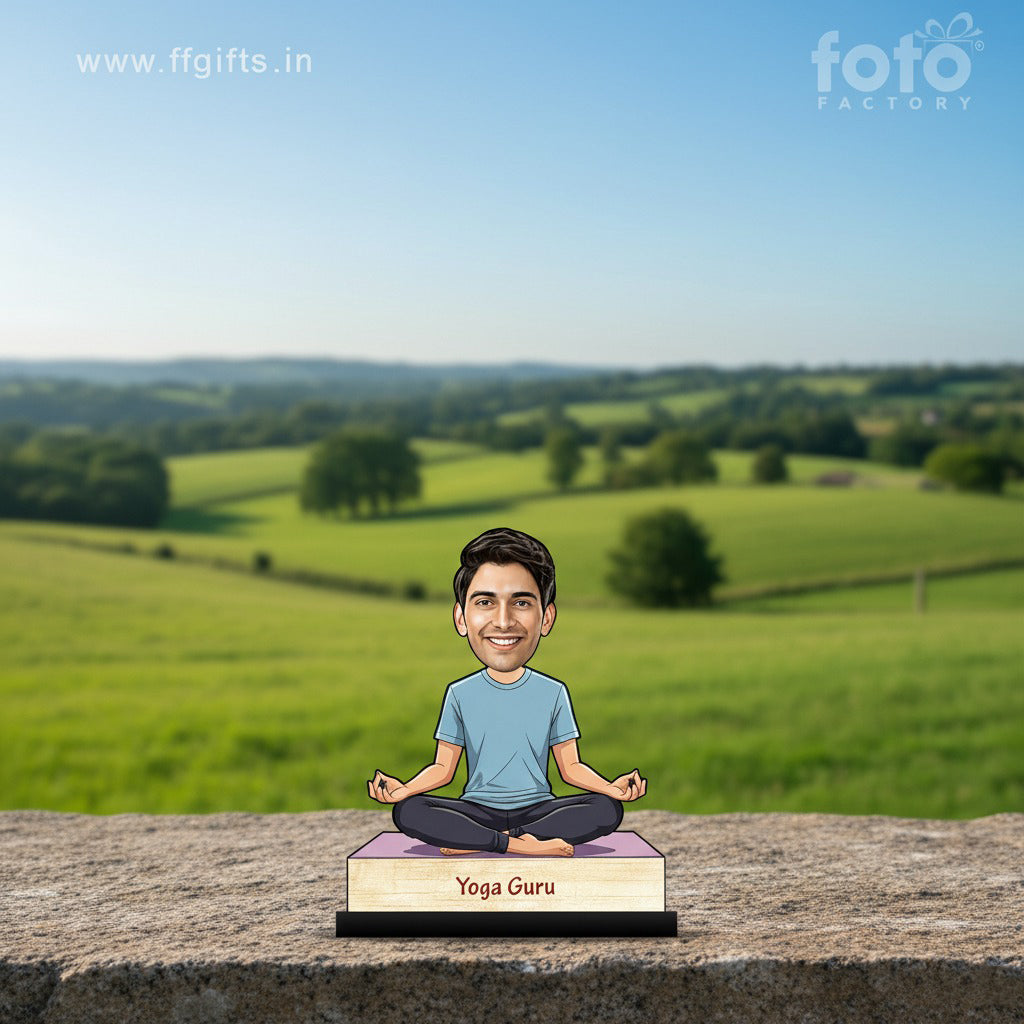 Yoga Meditation male Caricature C411