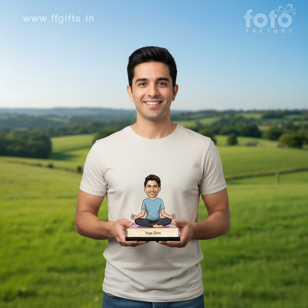 Yoga Meditation male Caricature C411