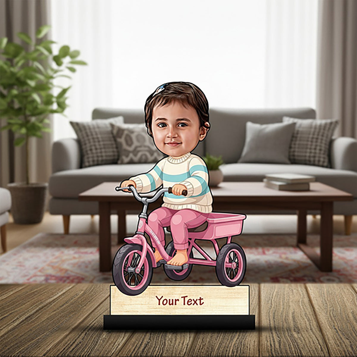 Baby Girl Riding Tricycle Caricature C419