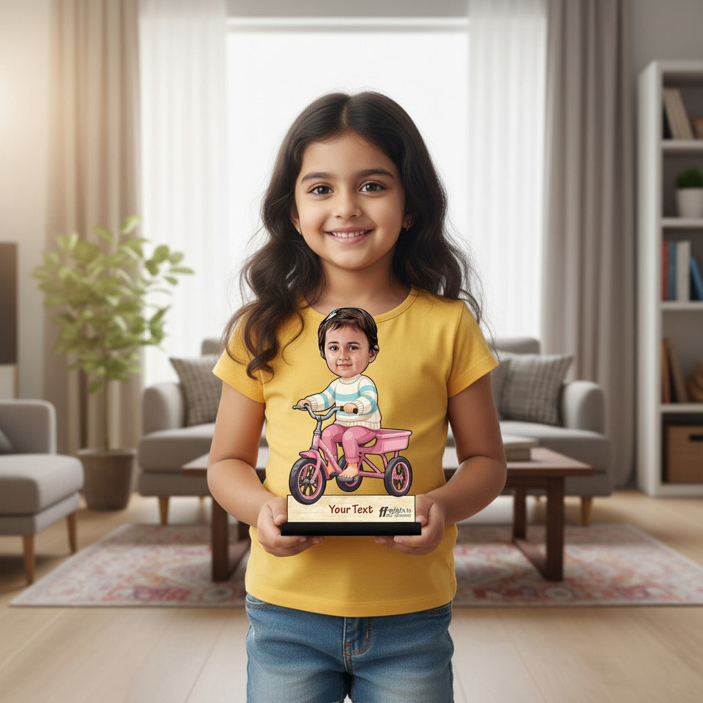 Baby Girl Riding Tricycle Caricature C419