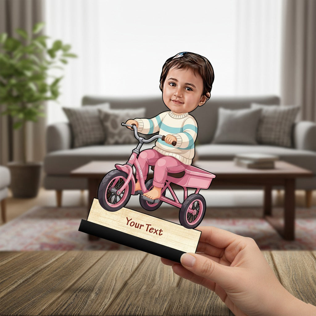 Baby Girl Riding Tricycle Caricature C419