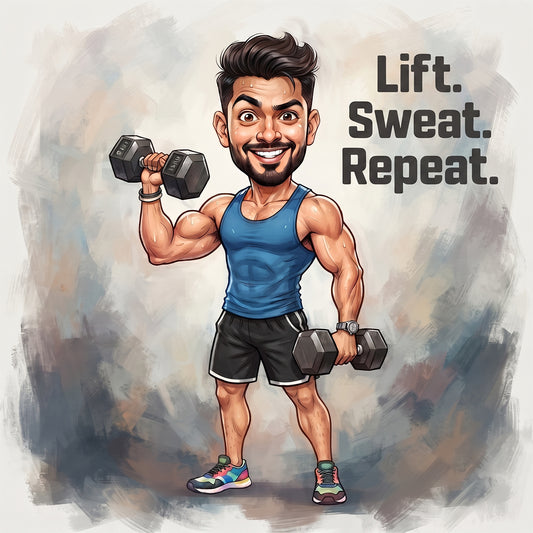 Man Flexing with Dumble at the Gym Caricature Frame CF01