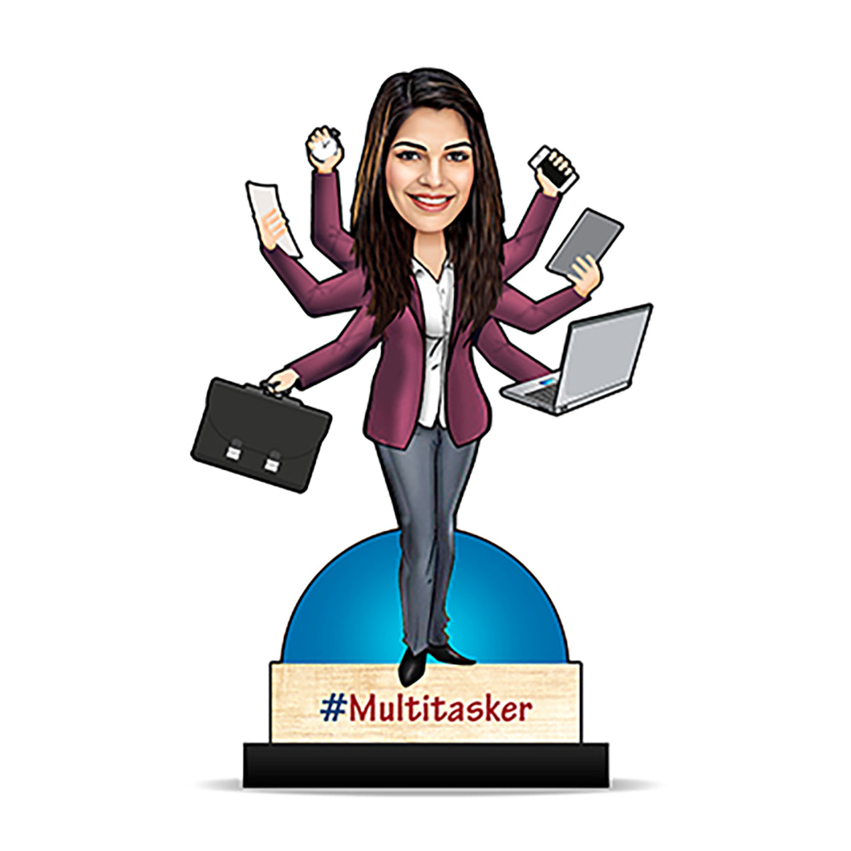 Multitasking Lady Sticker Multitasking Lady Caricature – Foto Factory Gifts