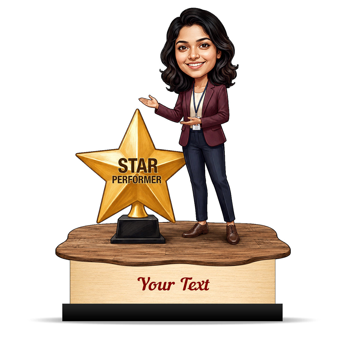 Personalized Achievement Award Female Caricature C938