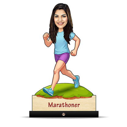 Female Marathon Runner Caricature C450