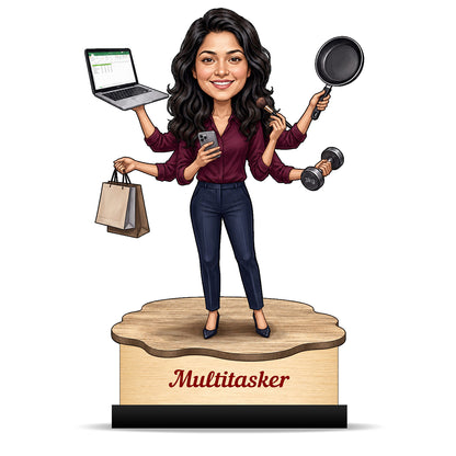 Personalized Multitasker Female Caricature C981