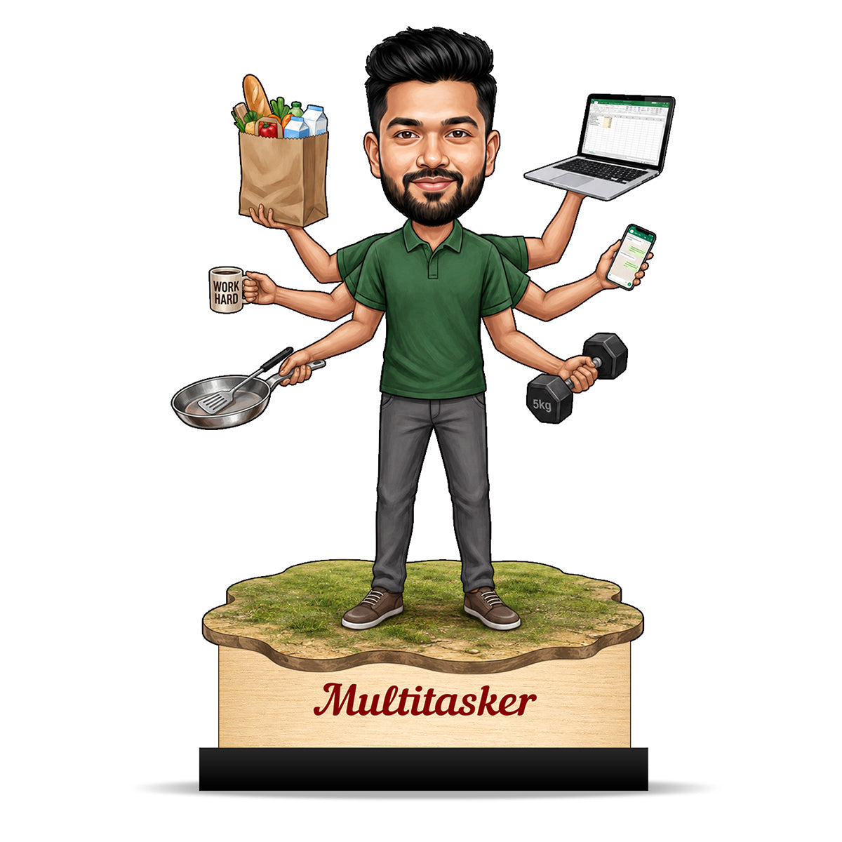 Personalized Multitasker Male Caricature C979