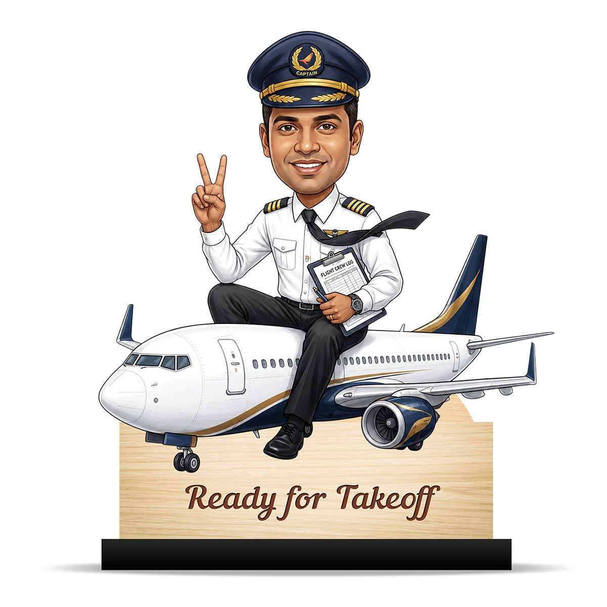 Personalized Air India Pilot Male Caricature C1158