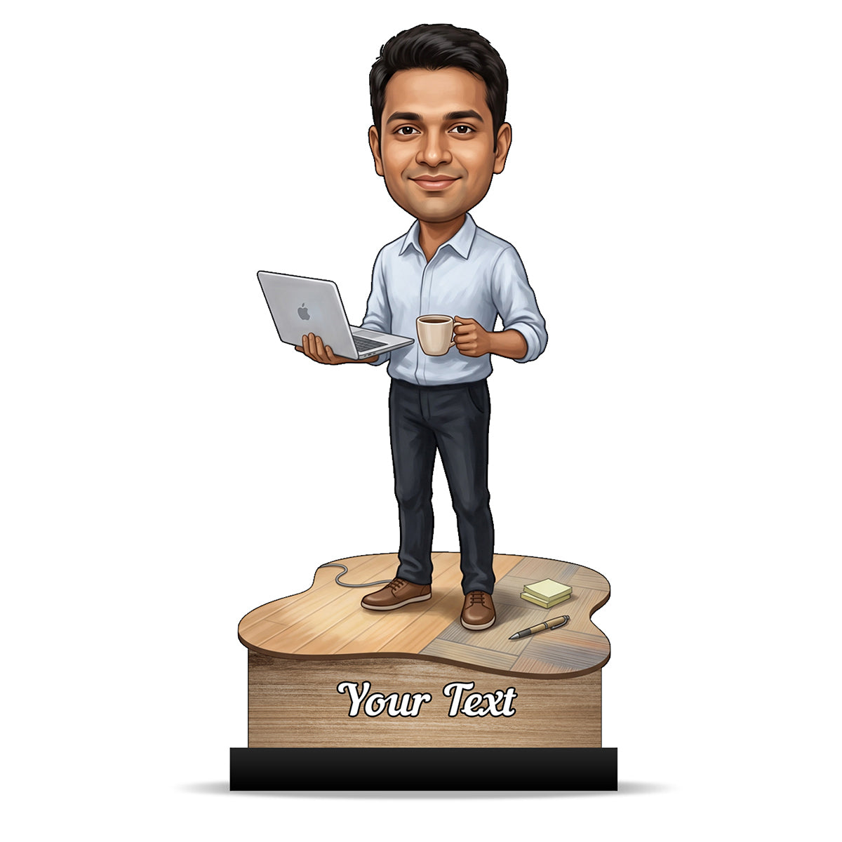 Personalized Laptop with Coffee Male Caricature C1018
