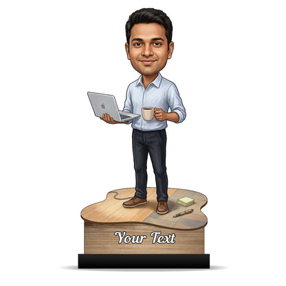 Personalized Laptop with Coffee Male Caricature C1018