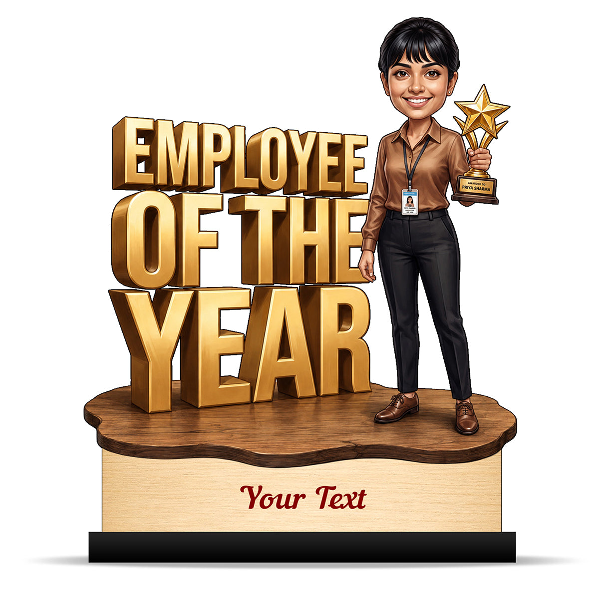 Personalized Achievement Award Female Caricature C924