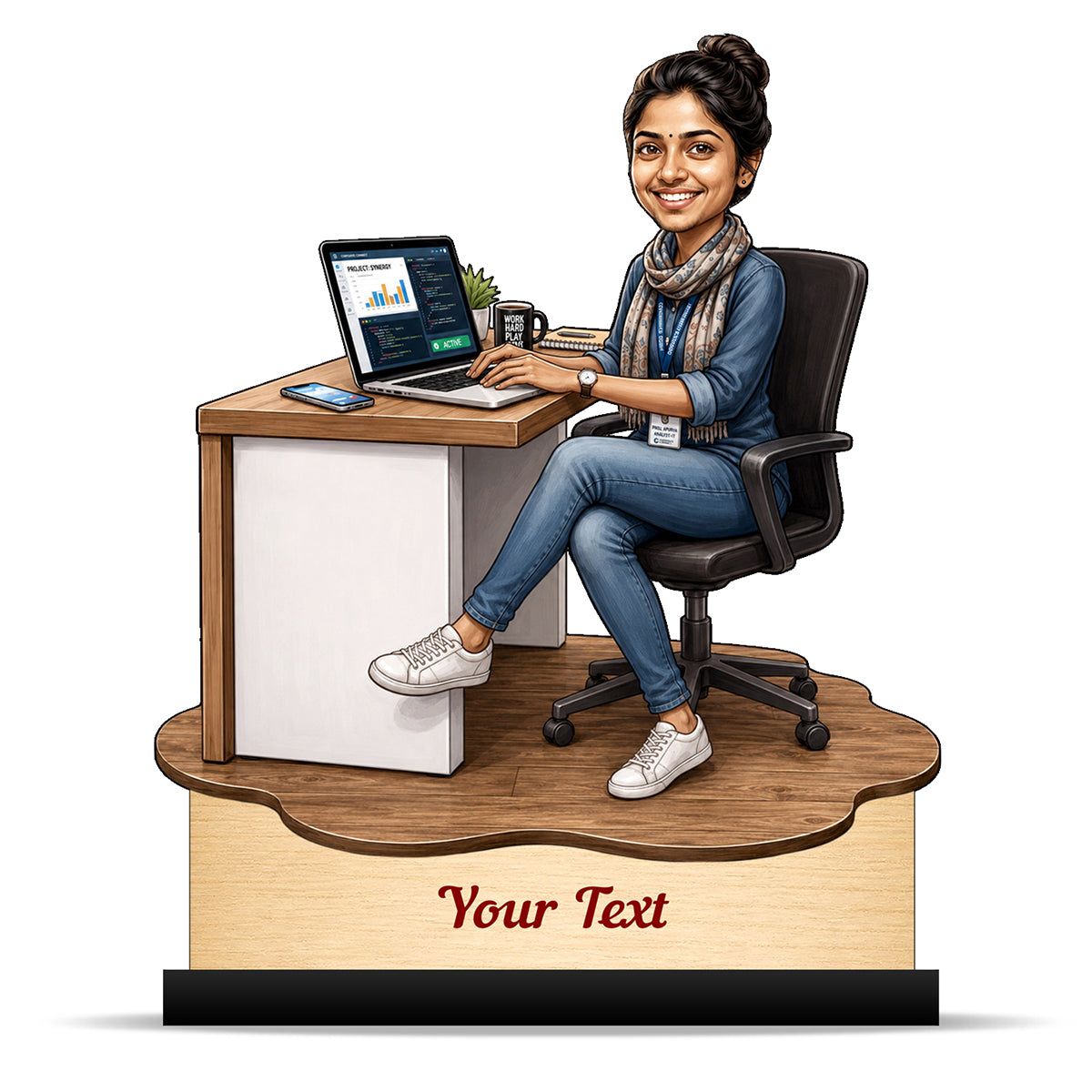 Personalized Corporate Office Female Employee Caricature C891