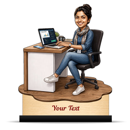 Personalized Corporate Office Female Employee Caricature C891