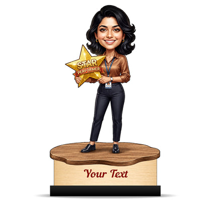 Personalized Achievement Award Female Caricature C957