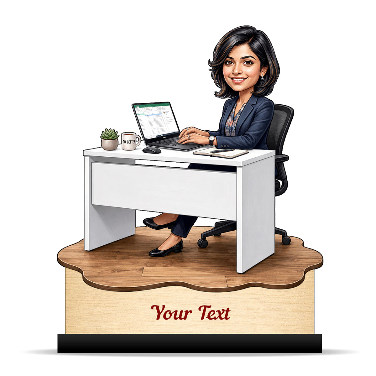 Personalized Corporate Office Female Employee Caricature C883