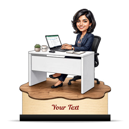 Personalized Corporate Office Female Employee Caricature C883
