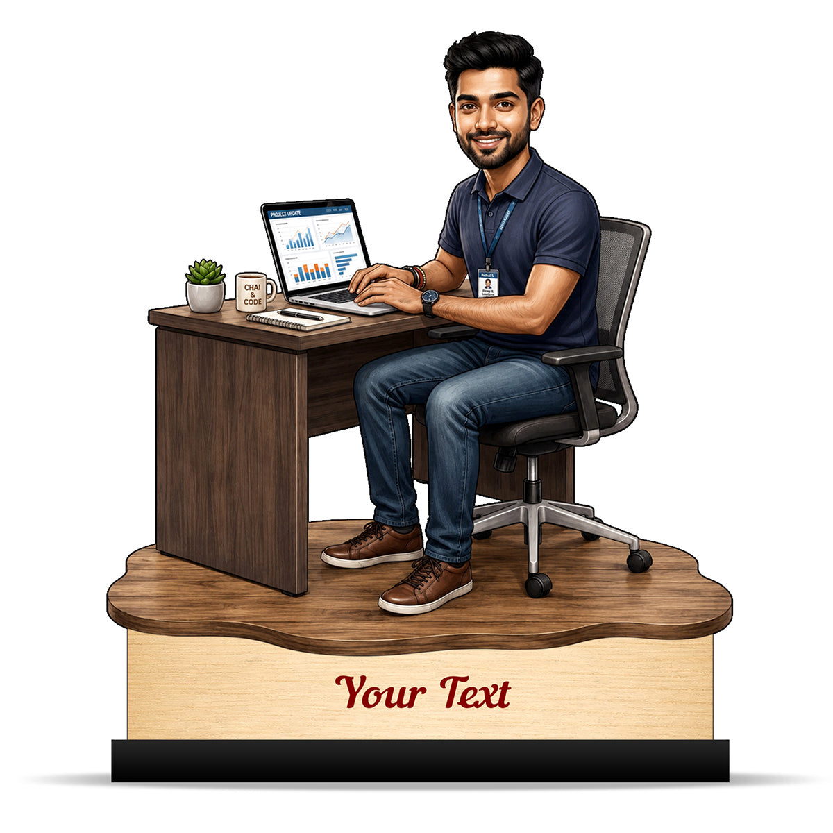 Personalized Corporate Office Male Employee Caricature C920