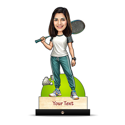 Badminton Player Female Caricature C455