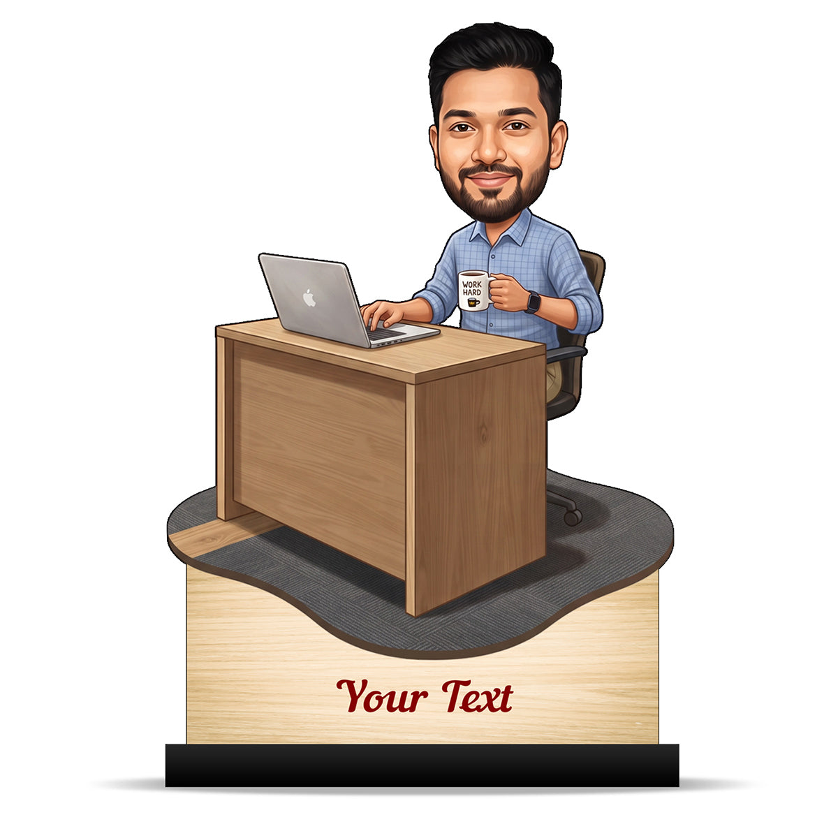 Personalized Laptop with Coffee Male Caricature C1003