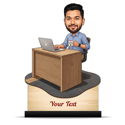 Personalized Laptop with Coffee Male Caricature C1003