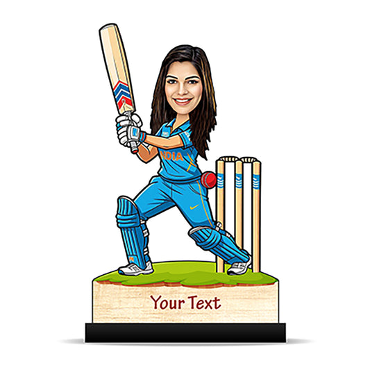 Female Cricket Player Caricature C420