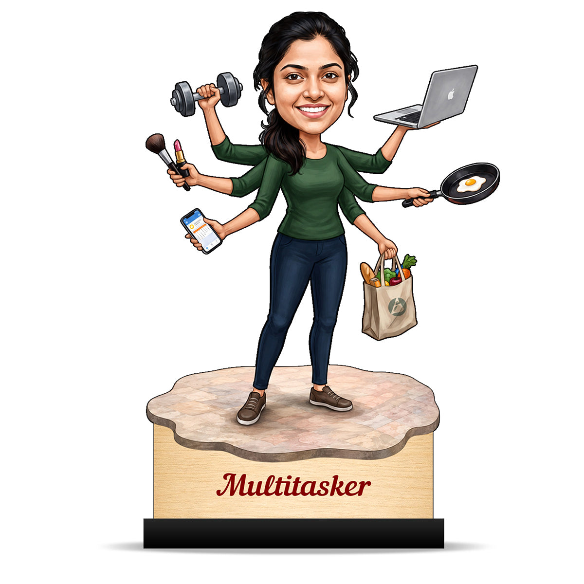 Personalized Multitasker Female Caricature C977