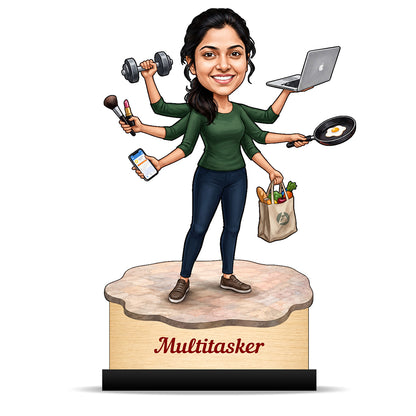 Personalized Multitasker Female Caricature C977