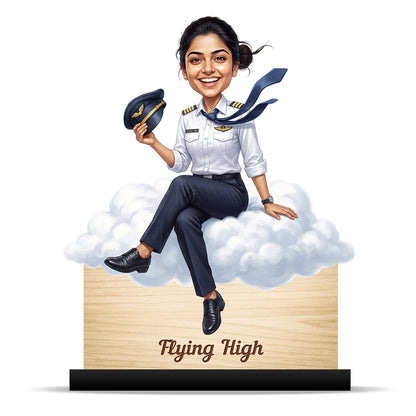 Personalized Air India Pilot Female Caricature C1156