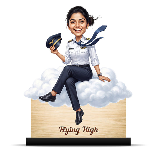 Personalized Air India Pilot Female Caricature C1156