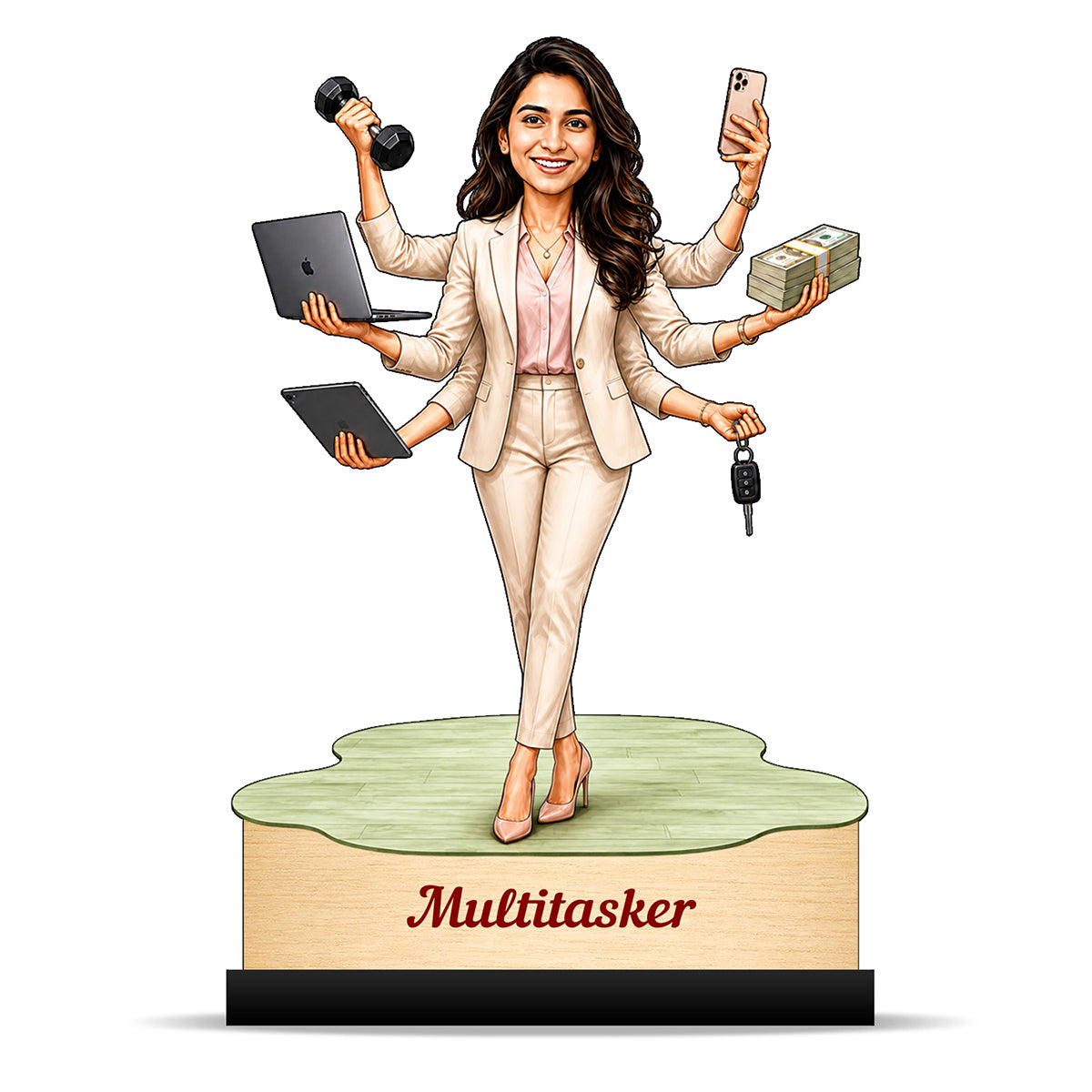 Personalized Multitasker Female Caricature C967