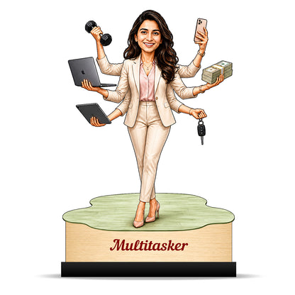 Personalized Multitasker Female Caricature C967