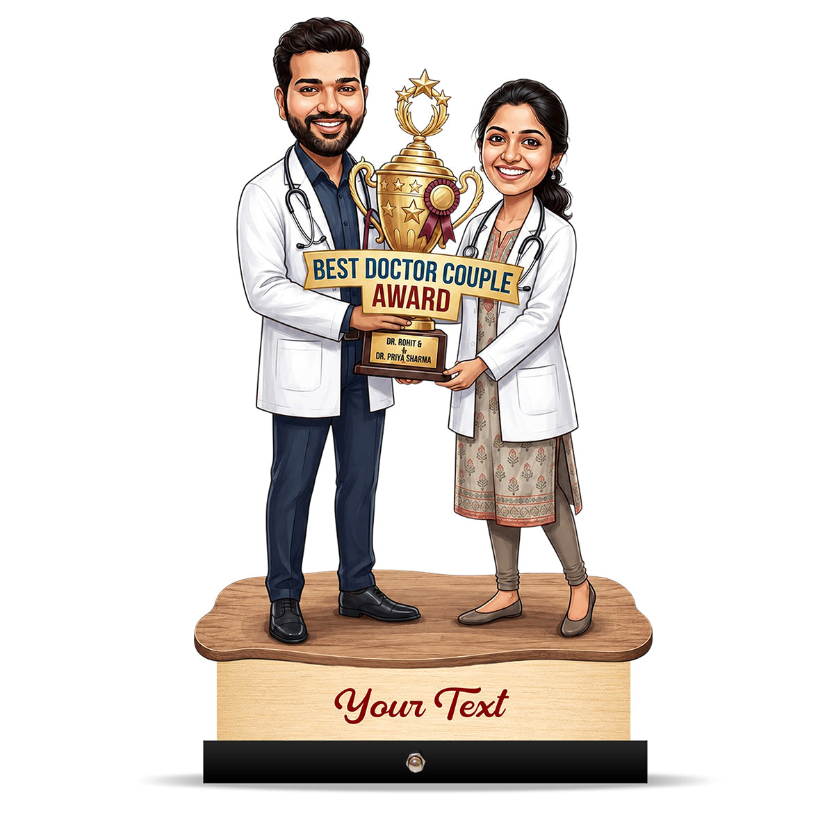 Couple Doctor with Award Caricature C608