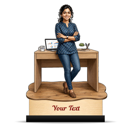 Personalized Corporate Office Female Employee Caricature C878
