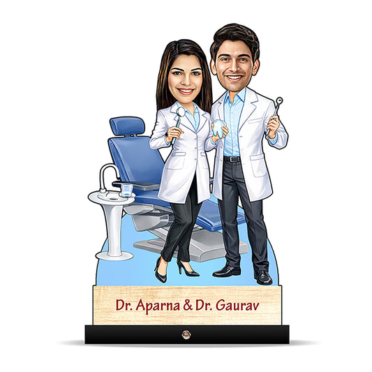 Doctor Dentist Couple Caricature C453