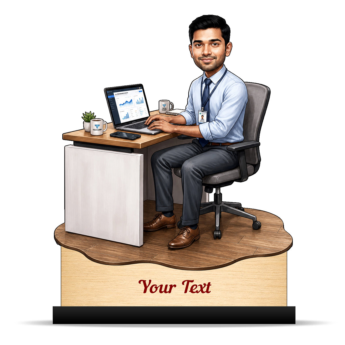 Personalized Corporate Office Male Employee Caricature C910