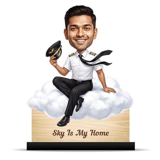 Personalized Air India Pilot Male Caricature C1157